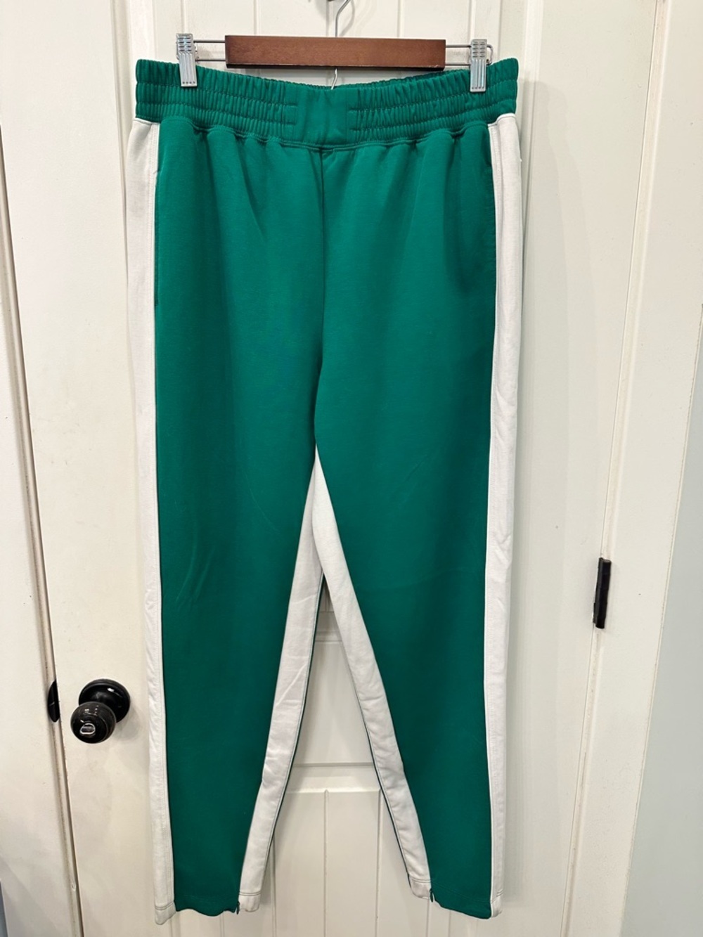 Free People Movement Wide Leg Side Stripe Track Pants Green L - Retro Athleisure